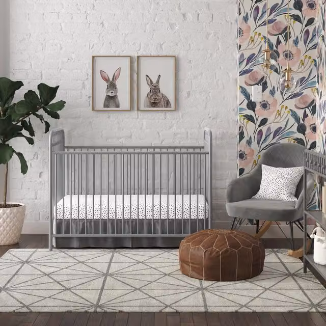 Monarch Hill Ivy Metal Baby Crib in Grey