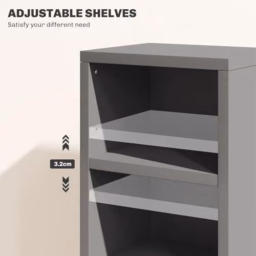 HOMCOM Set of 2 Grey CD and DVD Storage Units with Adjustable Shelves – 5
