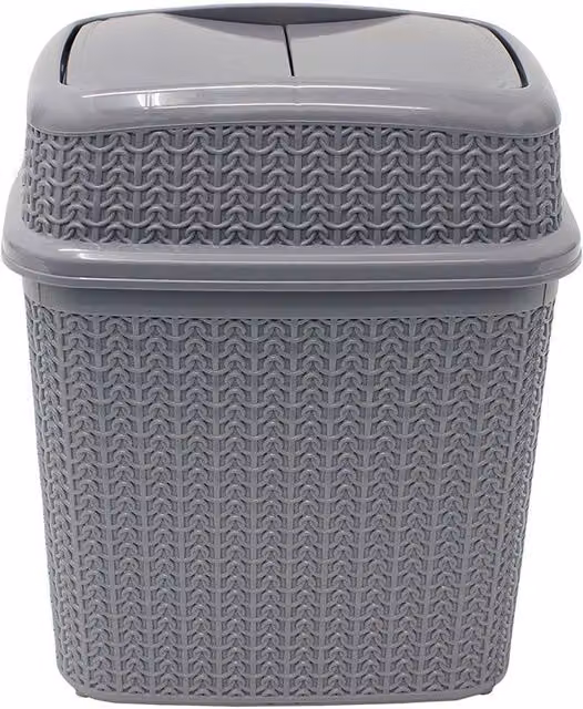 JVL Loop 10L Plastic Push Top Bin in Grey – 1