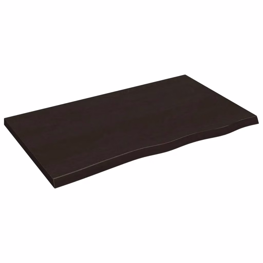 Berkfield Home Bathroom Countertop in Dark Brown and Grey Treated Solid Wood W/D/H: 100 x 60 x 2-4 cm – 2