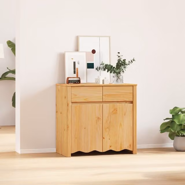 Berkfield Home DRAMMEN Sideboard in Brown Solid Wood Pine, W: 79 cm, D: 43 cm, H: 75.5 cm – 1