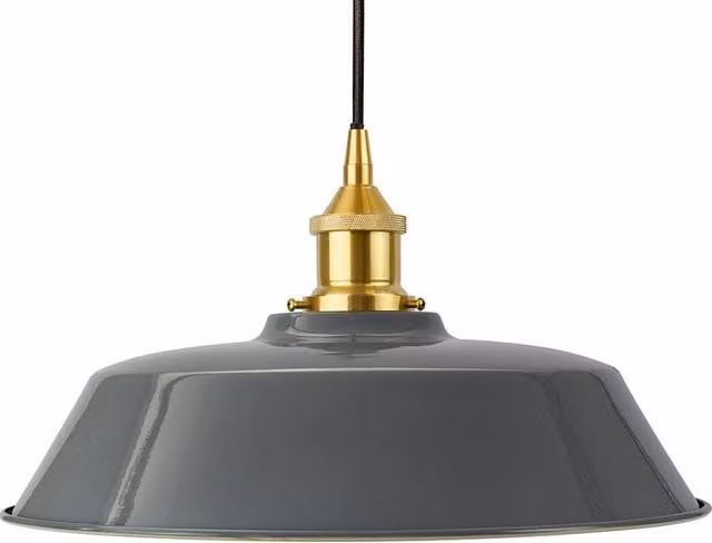 SE Home Chancery Round Suspended Pendant Light in French Grey, Black and Polished Brass – 1