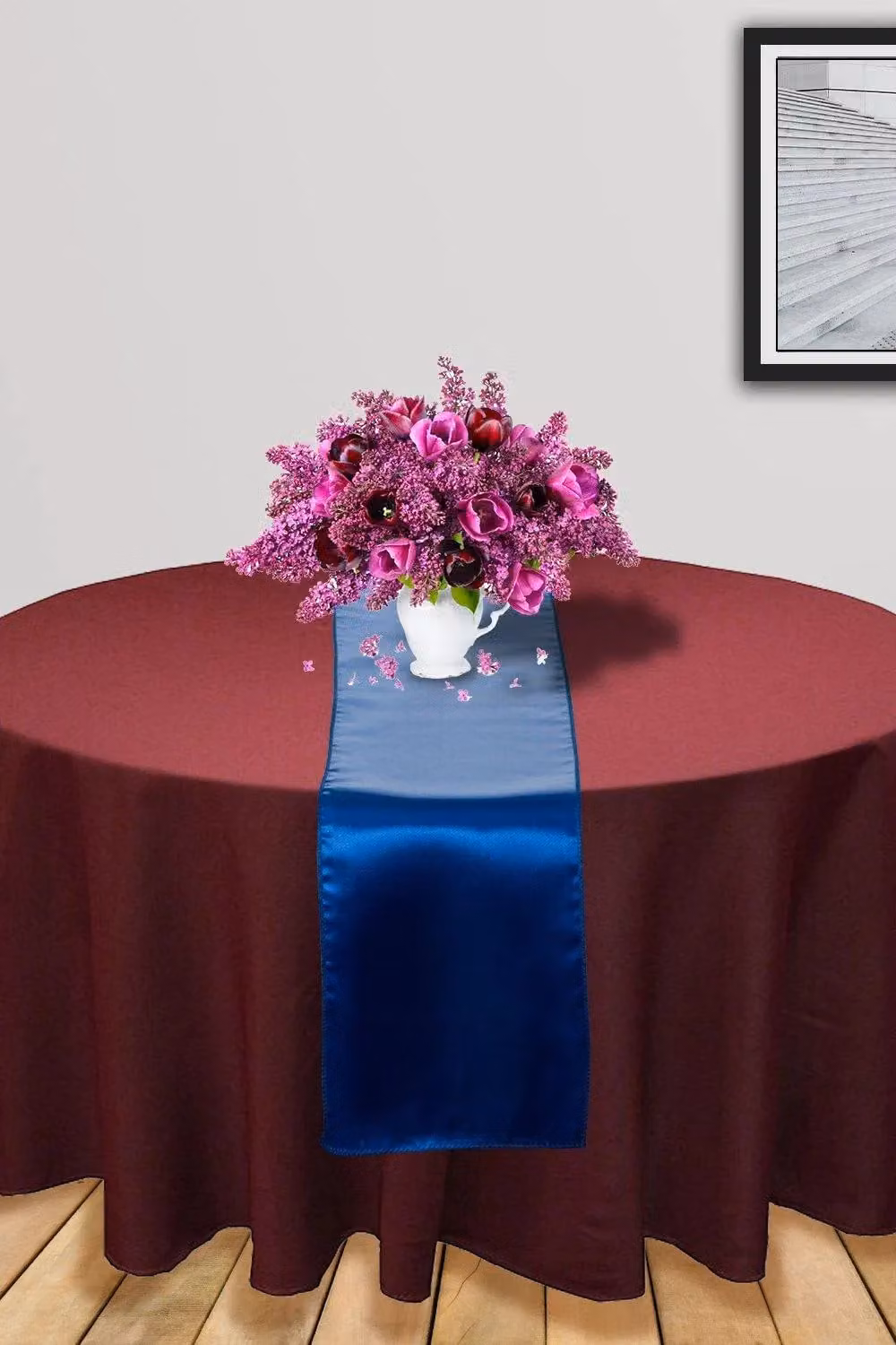 Neel Blue Satin Table Runner in Blue – 5