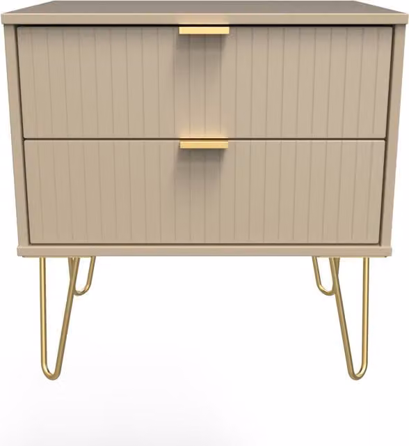 2 U Bexley 2 Drawer Side Table in Light Brown and Gold