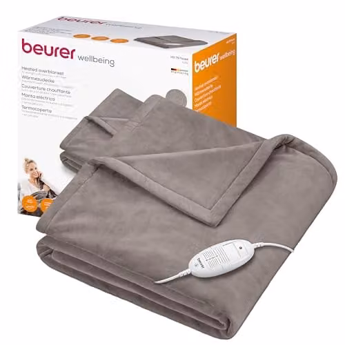 Beurer HD75 Electric Fleece Blanket in Beige, 180 x 130 cm, with 6 Temperature Settings and Automatic Switch-Off – 1