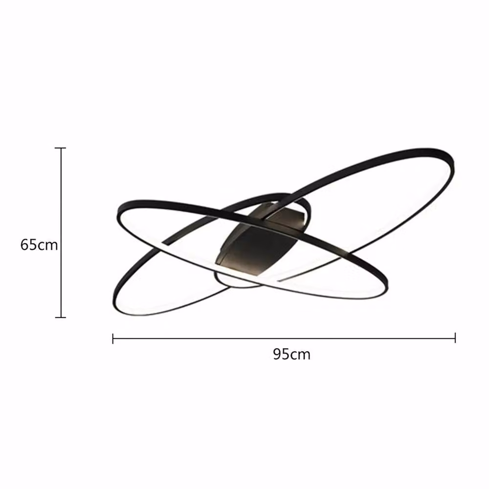 VOGREX Modern LED Ring Ceiling Light with Remote Control and Dimming Function, Black – 2