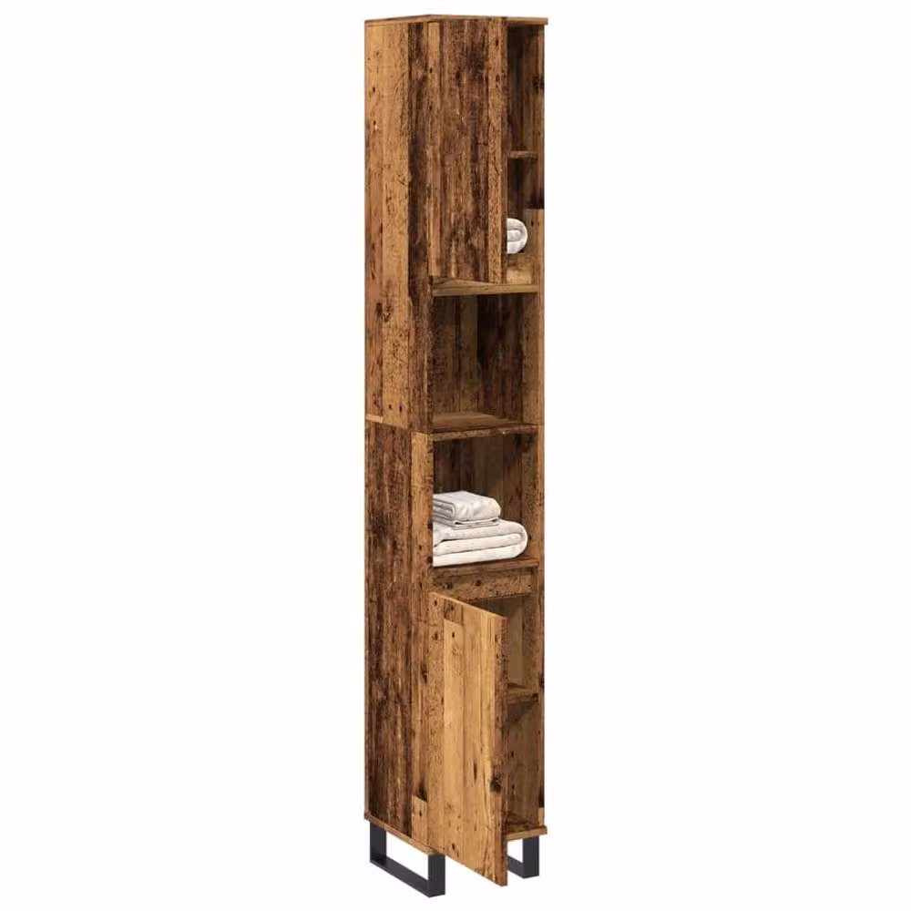 Berkfield Home Classic Bathroom Cabinet in Old Wood Brown, W/D/H: 30 x 30 x 190 cm – 2
