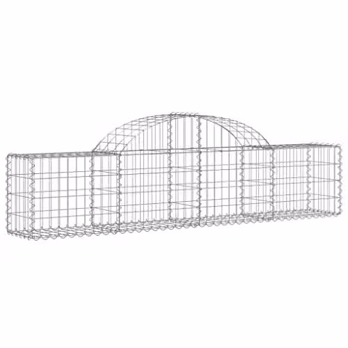 vidaXL 11-Piece Arched Gabion Baskets in Silver Galvanised Steel, W/D/H: 200 x 30 x 40/60 cm