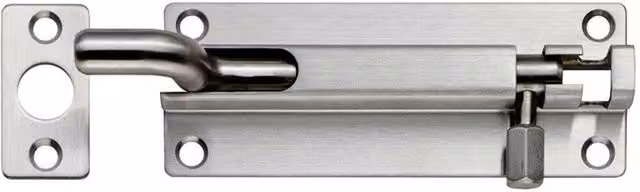 Loops Cranked Barrel Surface Mounted Door Bolt Lock in Satin Stainless Steel Silver, 80 mm – 2