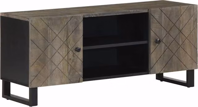 Berkfield Home Black Mango Wood TV Cabinet W/D/H: 105 x 33 x 46 cm