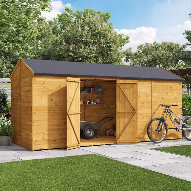BillyOh Expert Tongue and Groove Reverse Apex Wooden Workshop in Brown