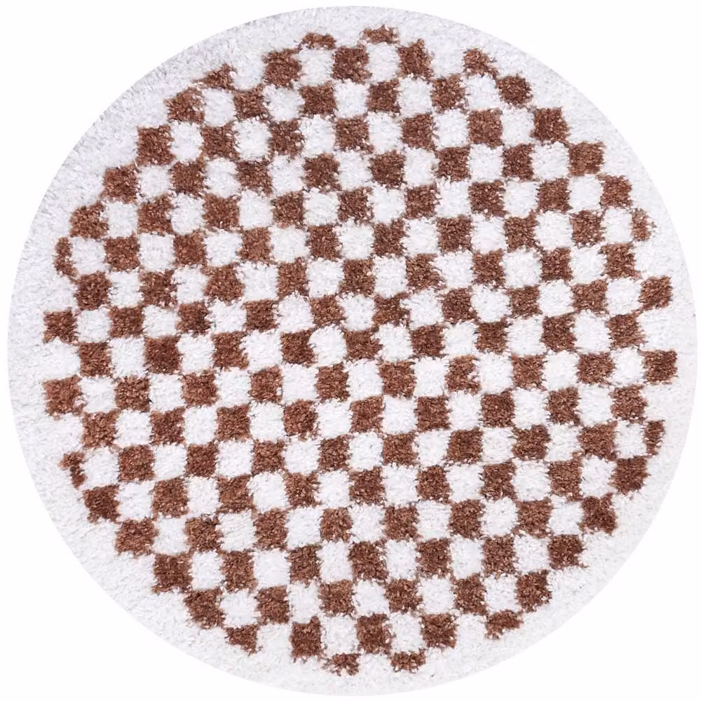 THE RUGS Moodi Chequered Shaggy High Pile Living Room Rug in Terracotta, W: 160 cm x L: 230 cm – 8