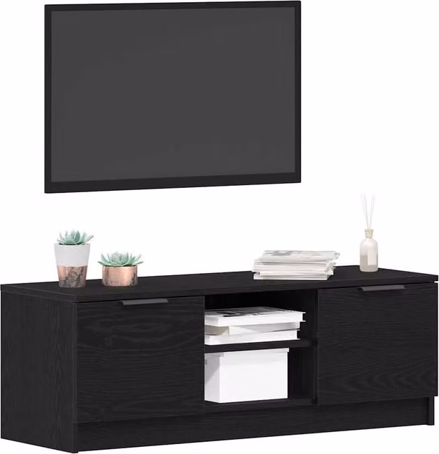 Berkfield Home Black Oak TV Cabinet, W: 102 cm, D: 36.5 cm, H: 36.5 cm