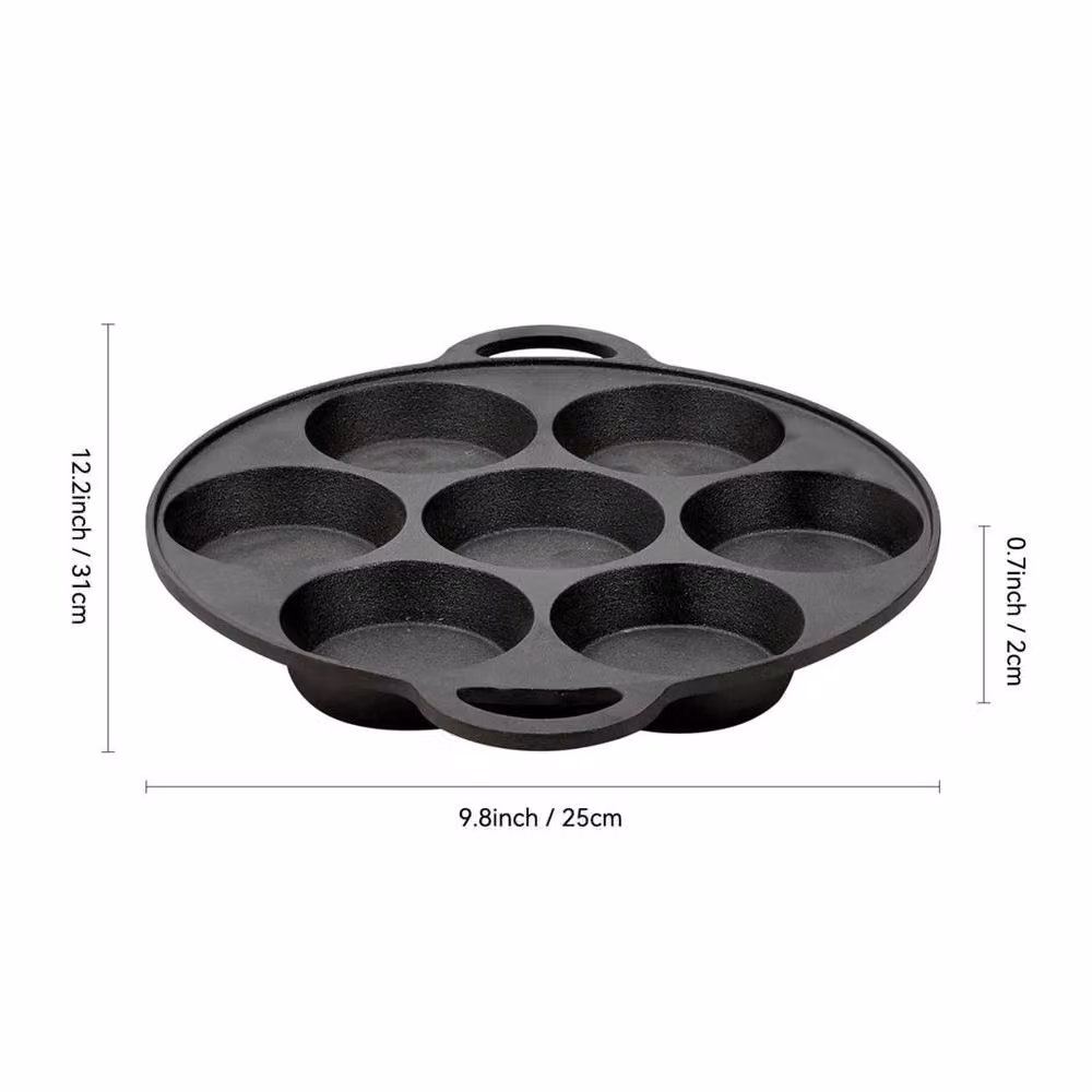Kelvenix Black Cast Iron 7 Hole Non-stick Frying Pan – 2