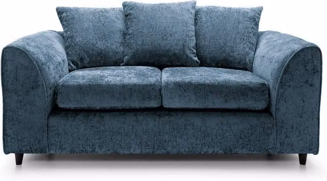 Abakus Direct Harriet 2 Seater Sofa in Blue Crushed Chenille Fabric