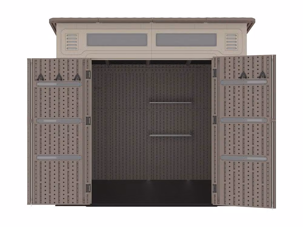 Vente-unique Brown Resin Lean-To Garden Shed with Floor and Window – 3