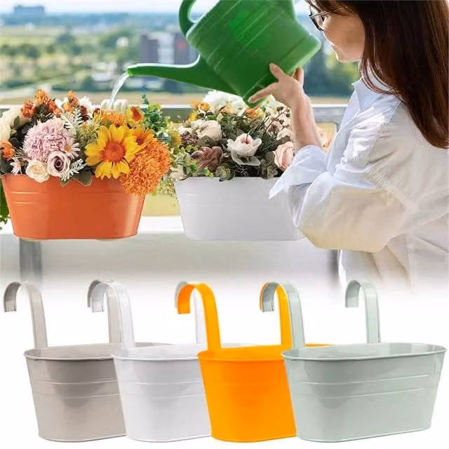 SPETLEK 4 Pack Oval Metal Hanging Planters in Multicolour – 1