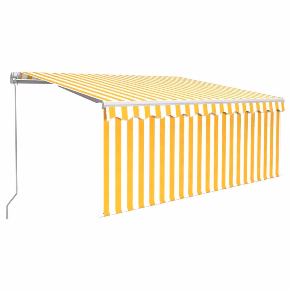 Berkfield Home Manual Retractable Awning with Blind, Yellow and White, W: 3 m, D: 2.5 m