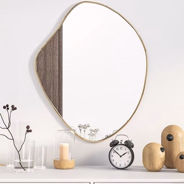 Berkfield Home Minimalist Rectangular Wall Mirror in Gold, W: 60 cm, H: 50 cm