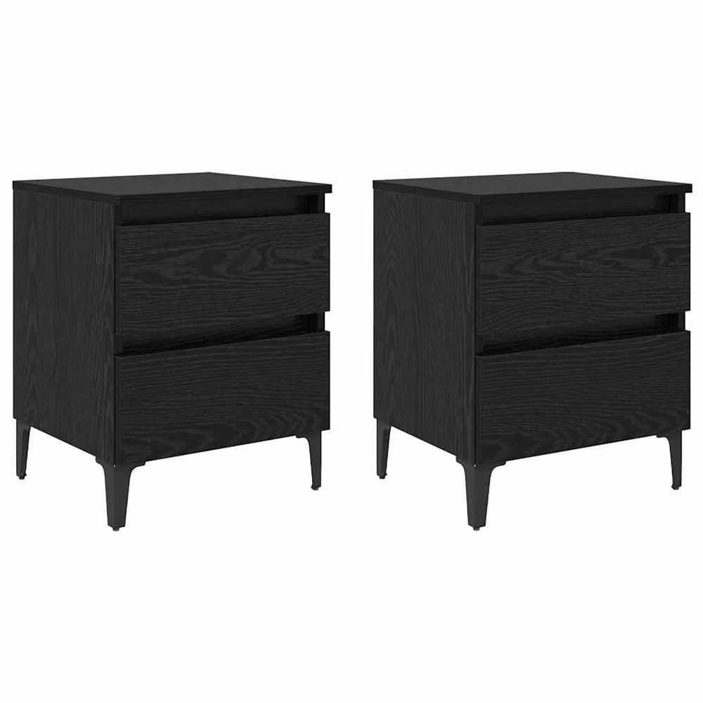 Berkfield Home Sleek Bed Cabinets, 2 Piece Set in Black Oak, W/D/H: 40 x 35 x 50 cm – 3