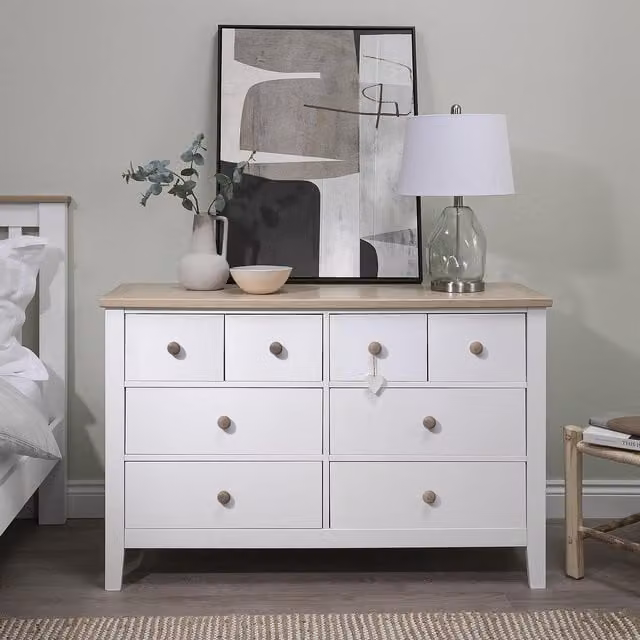 Noa and Nani Modern White Lacquered Pine Wood Freestanding Chest of Drawers