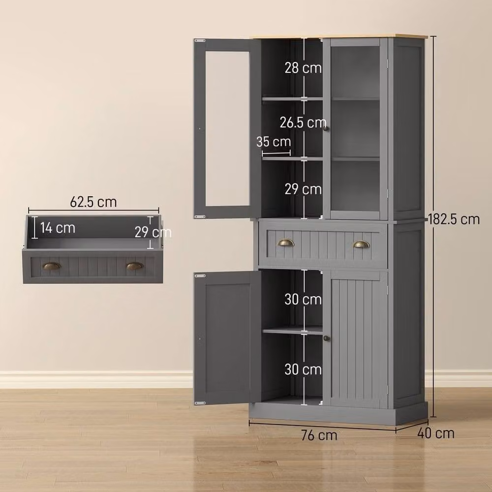 KORVIXA Grey Matt Wood Kitchen Cupboard Base Unit, W: 60 cm, H: 75 cm – 2