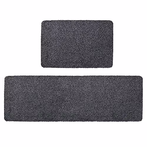 JVL Tanami Machine Washable Non-Slip Barrier Mat and Runner Set, Anthracite Grey, W: 50 cm, L: 150 cm – 5