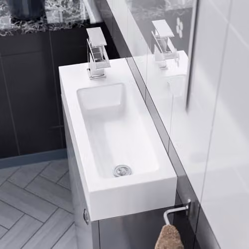 Nes Home Milan Rectangular Resin Basin in White Gloss, W: 50 cm, D: 20 cm – 3