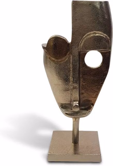 Elm Home And Garden Abstract Face Aluminium Sculpture Ornament in Gold