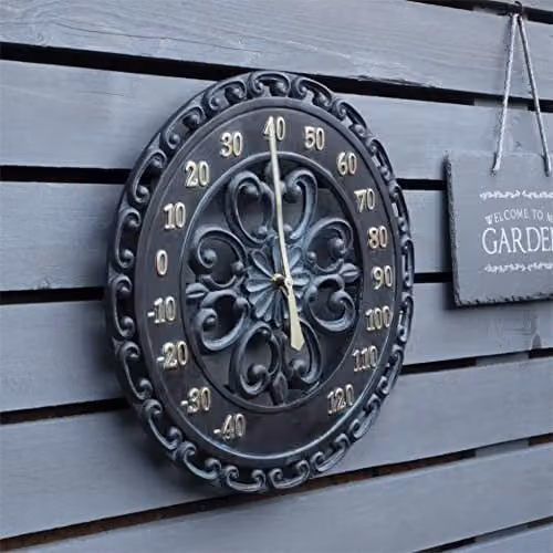 St Helens Home & Garden 13 inch Black Outdoor and Indoor Wall Thermometer – 3