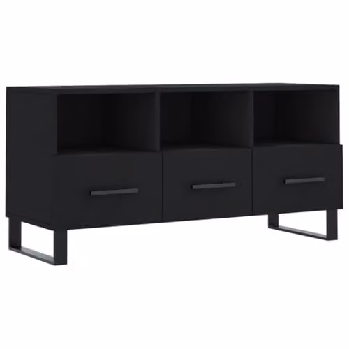 vidaXL Modern TV Cabinet in Black, Made of MDF and Metal – 1