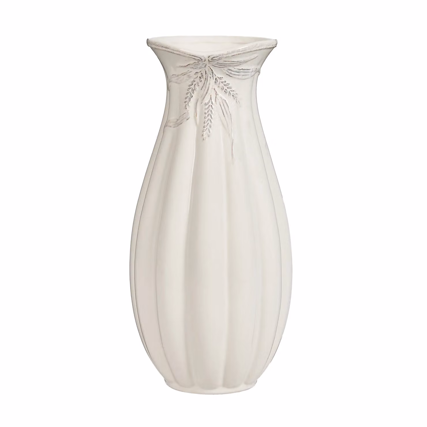 Dibor Traditional White Ceramic Tall Tabletop Flower Vase – 2