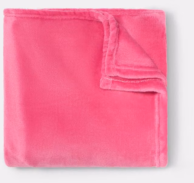 OHS Supersoft Fluffy Pink Fleece Throw, W: 200 cm