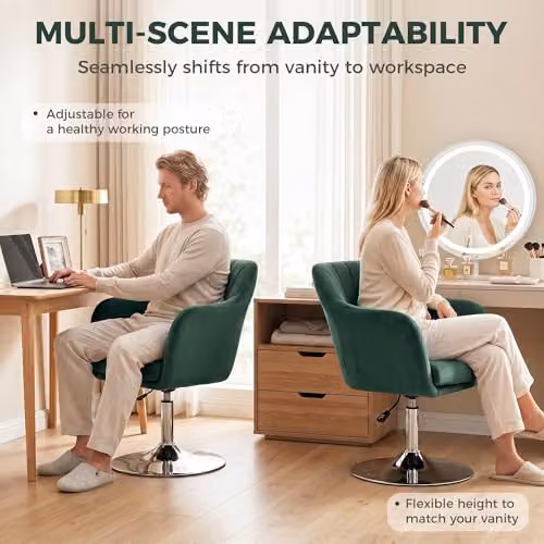HOMCOM Modern Velvet Swivel Tub Accent Chair in Green – 6