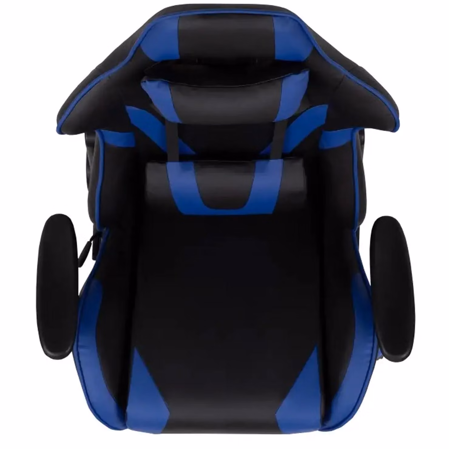 FWStyle Black and Blue Faux Leather Bucket Seat Racer Gaming Chair with Headrest and Armrests – 3