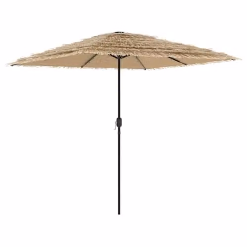 vidaXL Garden Parasol with LEDs and Steel Pole, Brown, W/D/H: 248 x 248 x 248 cm