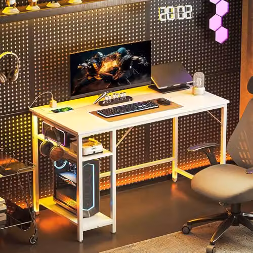 HOMCOM High Gloss Computer Desk with Reversible Board in White, W: 120 cm, D: 60 cm, H: 75 cm – 7
