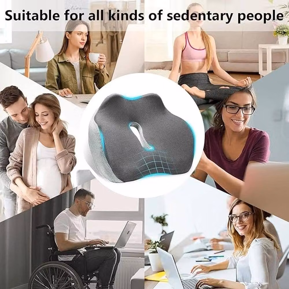 NESTLUNE Grey Orthopaedic Memory Foam Seat and Back Cushion, W/D/H: 190 x 100 x 1 cm – 1
