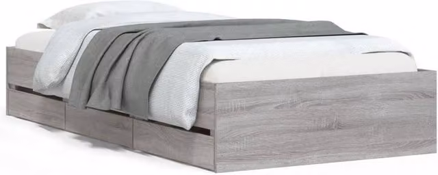 Berkfield Home Small Single Bed Frame with Drawers, Grey Sonoma, W: 75 cm, L: 190 cm – 1