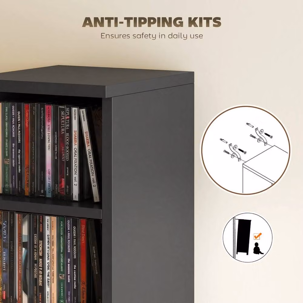 NESTLUNE Set of 2 Black CD and DVD Storage Units, W: 100 cm, D: 15 cm – 5