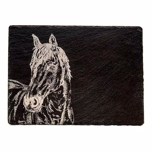 Selbrae House Horse Portrait Slate Cheese Board in Anthracite Grey – 1