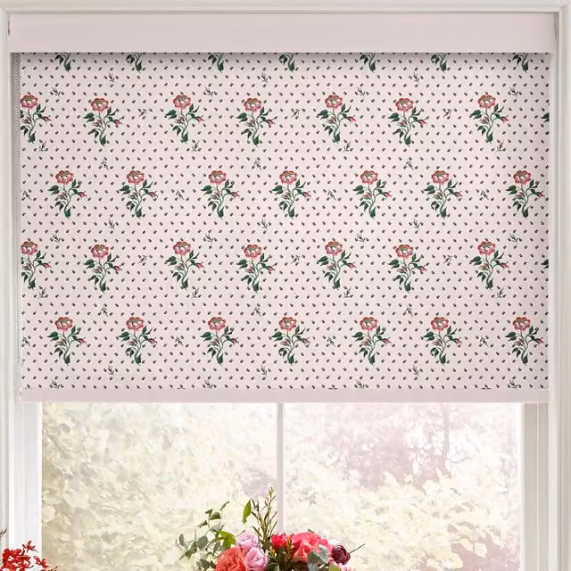 Cath Kidston Love Letter Made to Measure Roller Blind in Pink and White Floral Rose Pattern