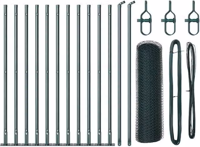 Berkfield Home Green PVC Coated Steel Hexagon Fence, W: 0.4 m, L: 25 m