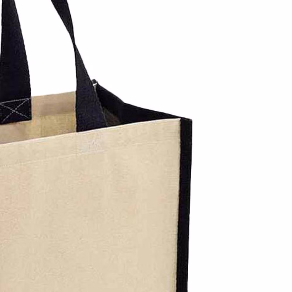 Brand Lab Jute Canvas Shopper in Beige/Sand with Handles – 2