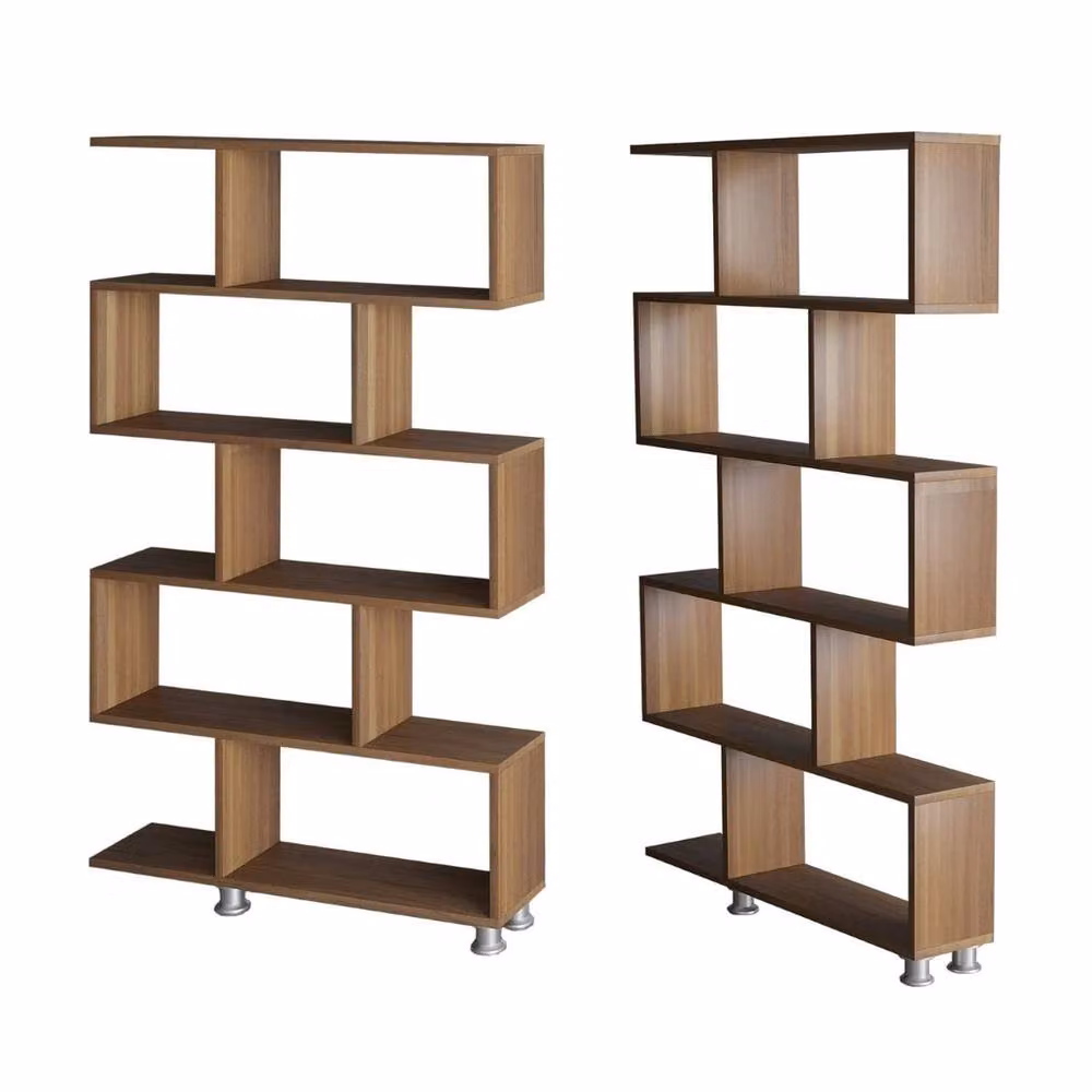 CALICOSY Nilüfer 5-Shelf Walnut Display Unit, Brown, H 156 cm x W 20 cm x D 20 cm – 3