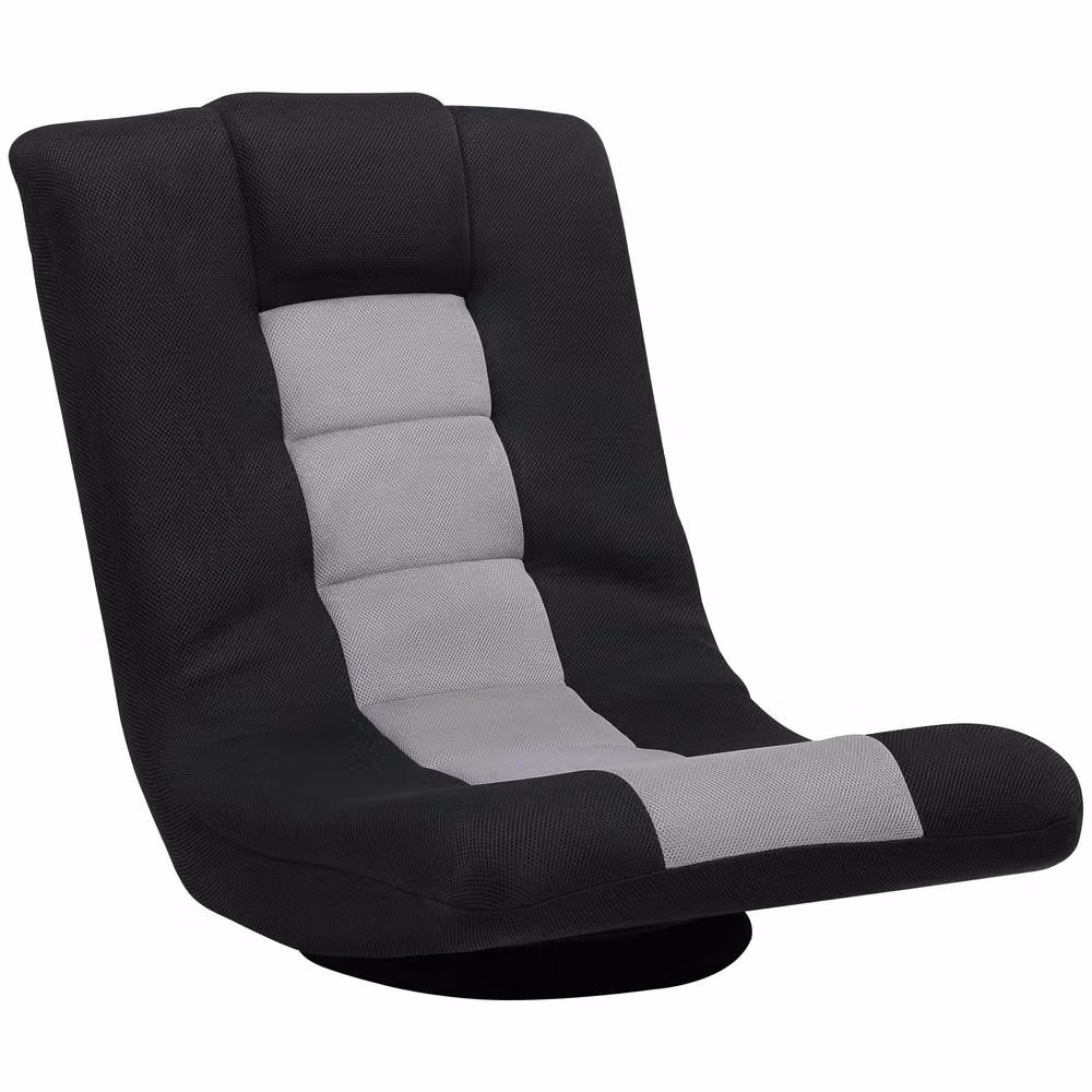 STILVORA Modern Floor Chair with 360 Degree Swivel Base and Adjustable Backrest in Black Fabric – 5