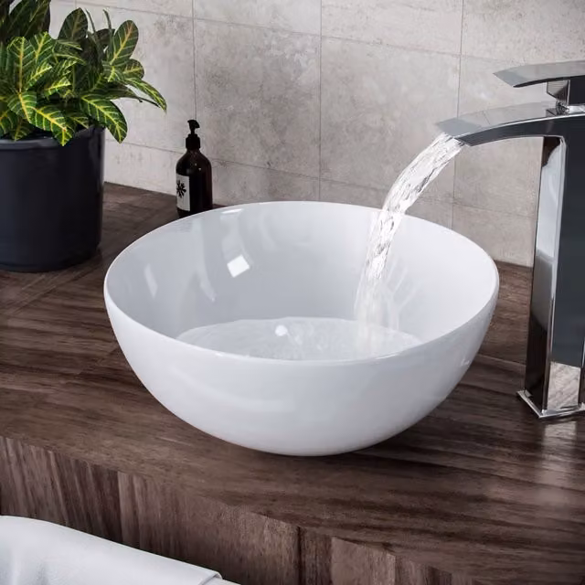 Nes Home Etive White Ceramic Round Countertop Basin, Diameter: 32 cm