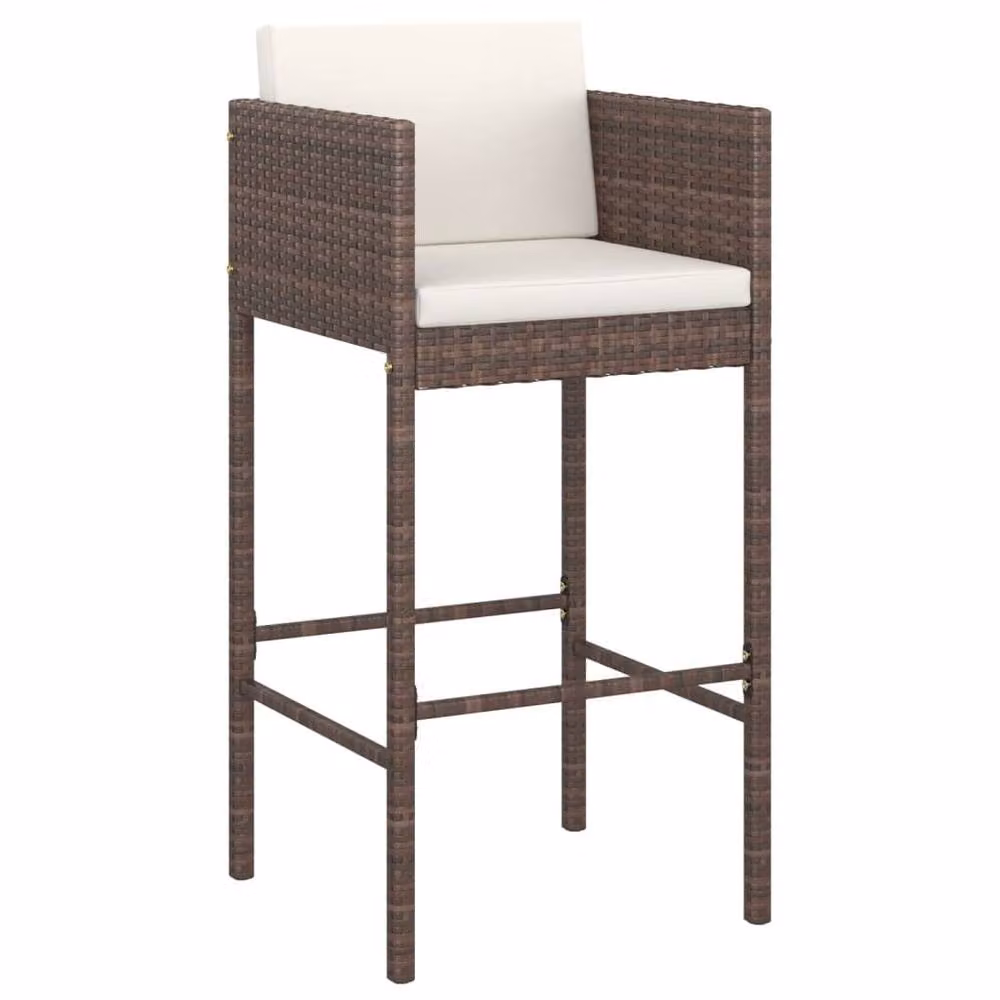 Berkfield Home Beautiful 9 Piece Brown Poly Rattan Garden Bar Set with Cushions – 3