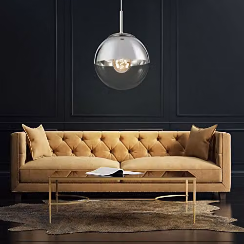 Globo Lighting Modern Glass Sphere Ceiling Pendant Lamp in Chrome and Transparent – 2