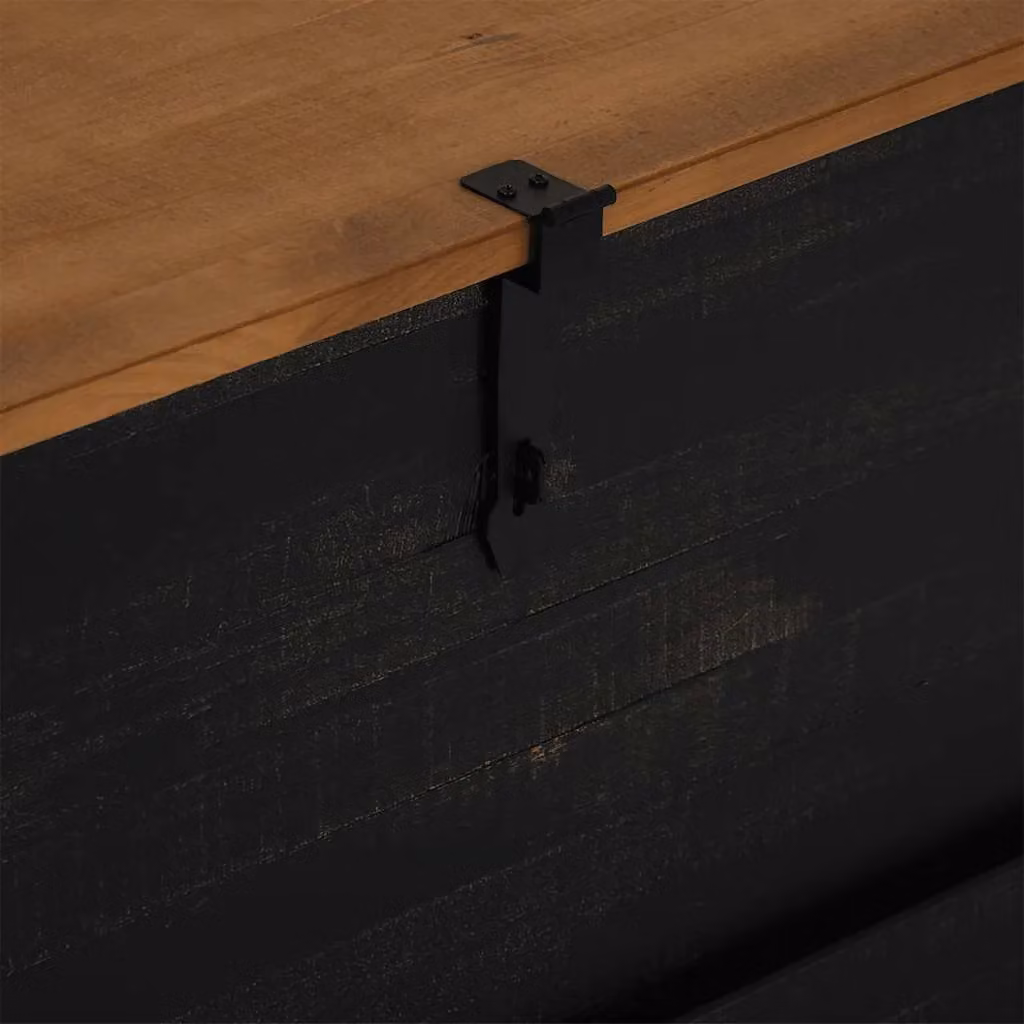 Berkfield Home HALDEN Storage Chest in Black Solid Pine Wood, W/D/H: 91 x 91 x 47 cm – 4